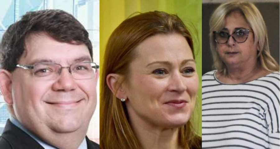 el presidente de la firma de contabilidad BDO Puerto Rico, Fernando Scherrer, la exsecretaria de Educación, Julia Keleher, y la exdirectora ejecutiva de la Administración de Seguros de Salud (ASES) Ángela Ávila.